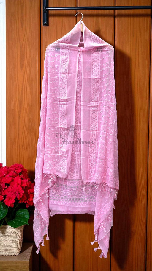 Pure Georgette Banarasi Chikan kari Dress Material - The Handlooms