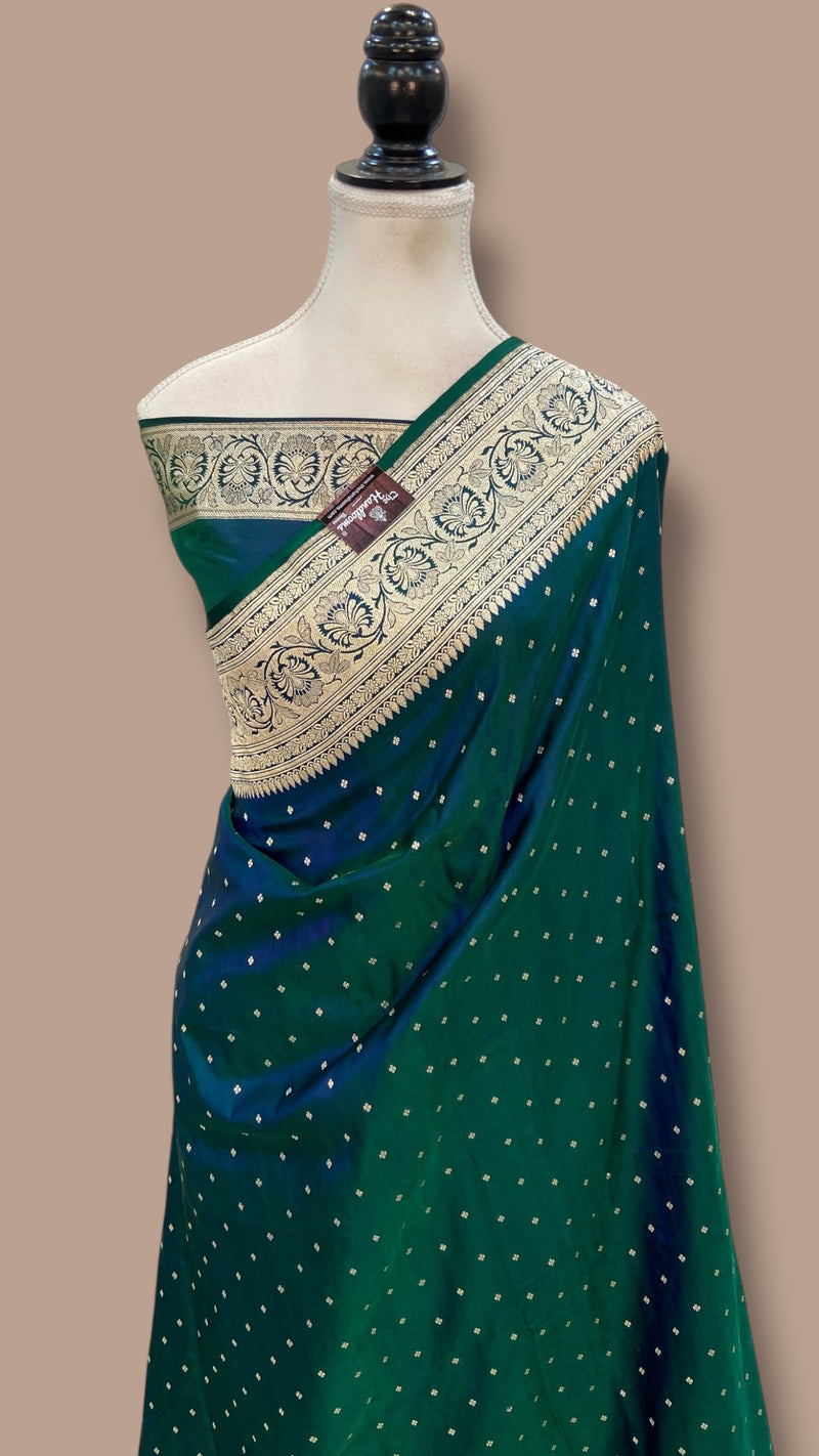 Pure Satan Silk Banarasi Handloom Saree - All over Motifs Work - The Handlooms