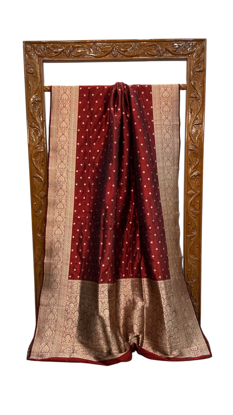 Pure Katan Silk Banarasi Handloom Saree - All Over Motifs - The Handlooms