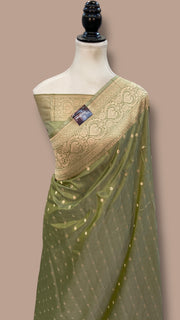 Pure Katan Silk Banarasi Handloom Saree - All Over Motifs - The Handlooms