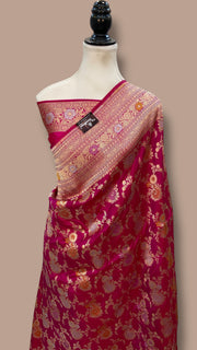 Pure Katan Silk Banarasi Handloom Saree - All over Jaal work With Meenakari - The Handlooms