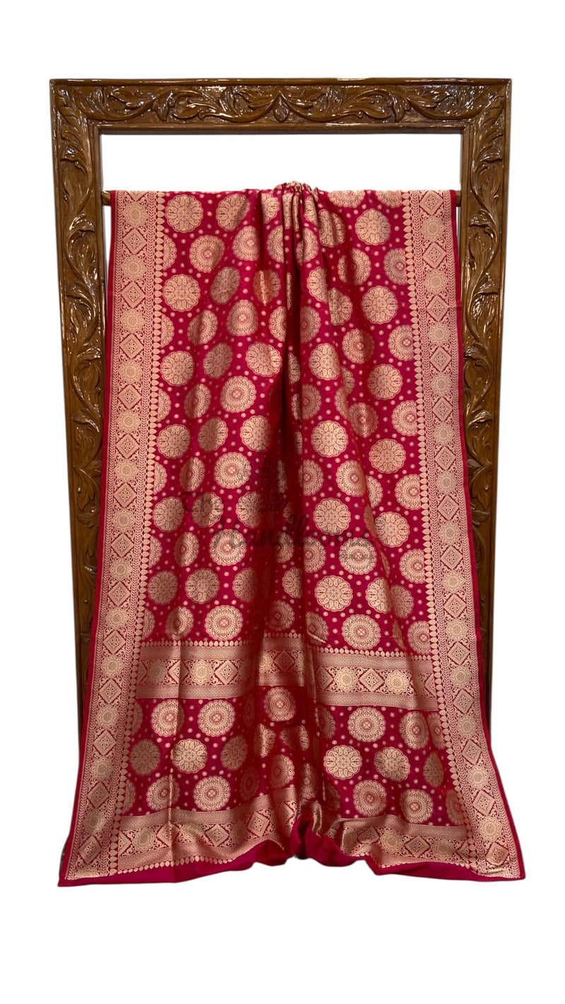 Pure Katan Silk Banarasi Handloom Saree - All Over Jaal Work - The Handlooms