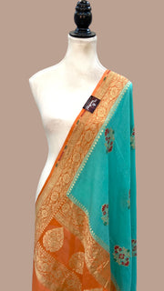 Pure Moonga Georgette Handloom Banarasi Dupatta - The Handlooms