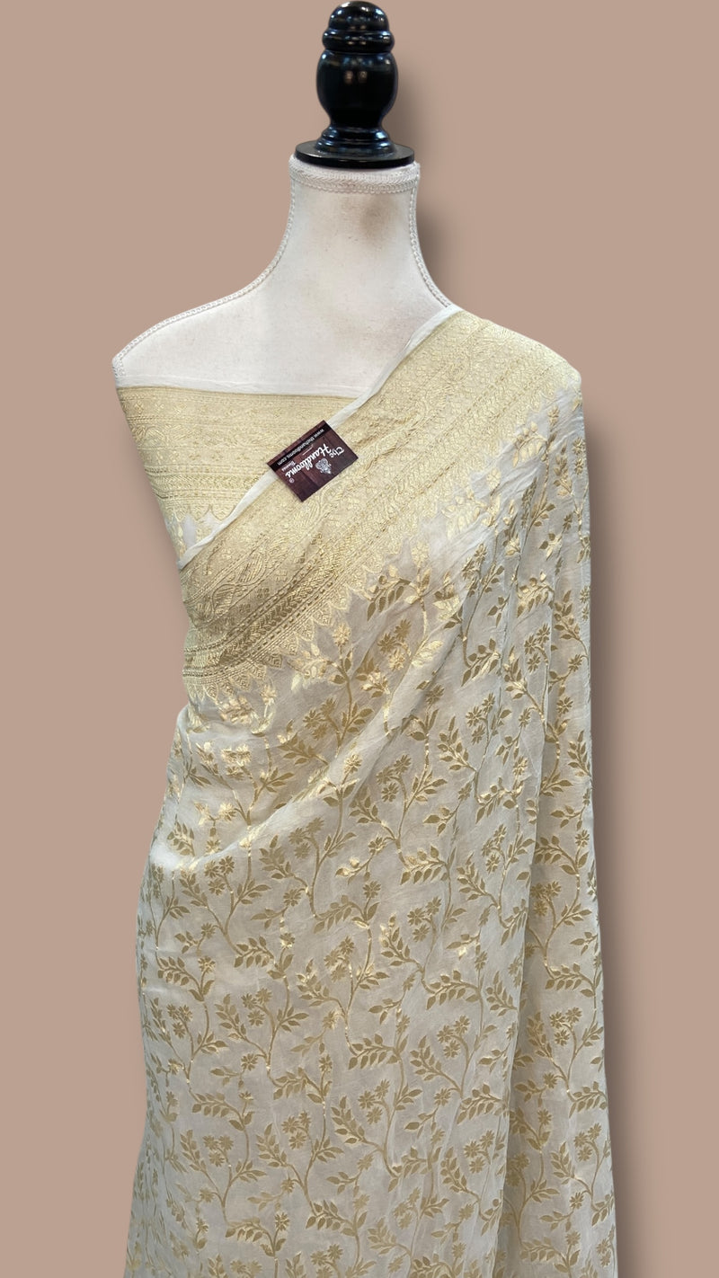 Khaddi Georgette Handloom Banarasi Saree - The Handlooms