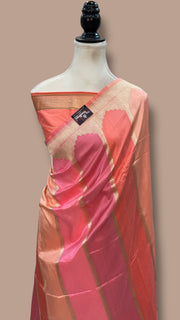 Pure Katan Silk Banarasi Handloom Saree - All over Kadua stripe - The Handlooms