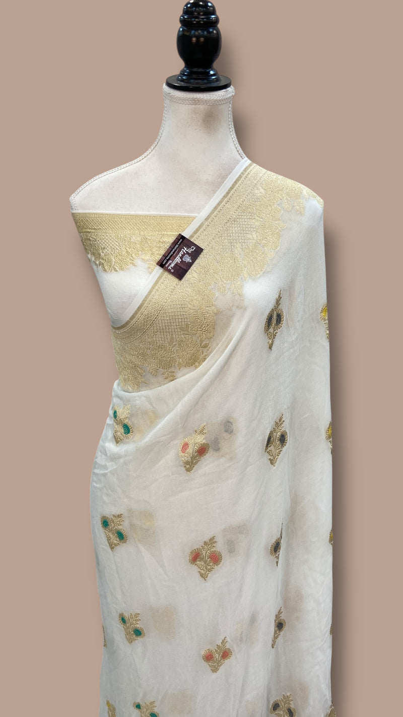 Khaddi Georgette Handloom Banarasi Saree - The Handlooms