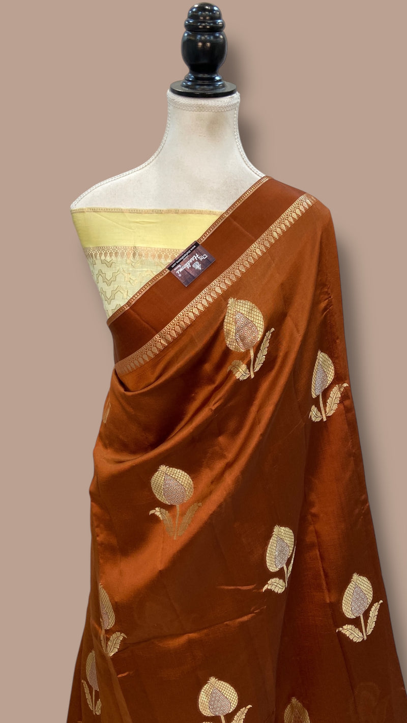 Pure Mango Silk Banarasi Handloom Saree - The Handlooms
