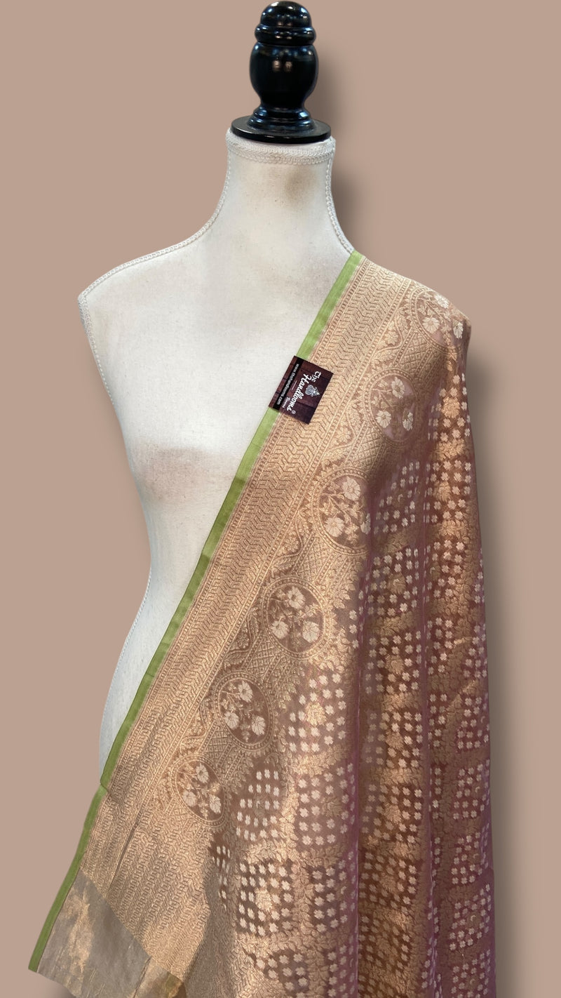 Pure Tissue Reshmi Zari Banarasi Brocade Handloom Dupatta - The Handlooms