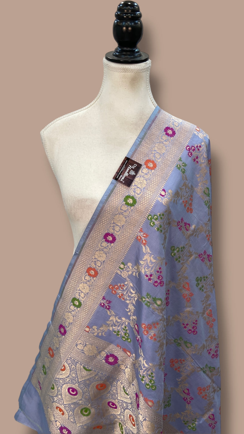 Pure Katan Silk Handloom Banarasi Dupatta - Meenakari - The Handlooms