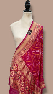 Pure Georgette Banarasi Bandhej Handloom Dupatta - The Handlooms
