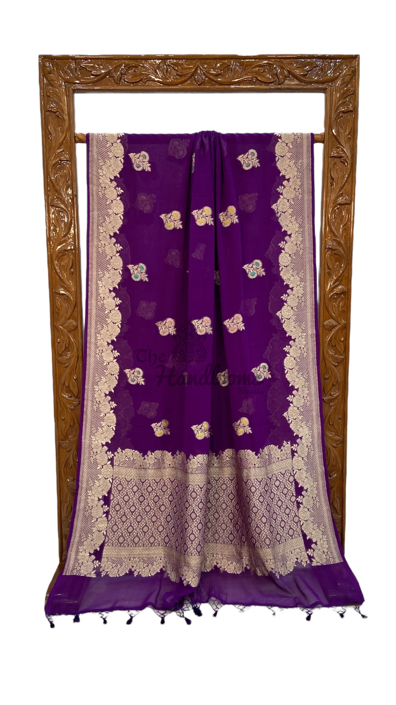 Khaddi Georgette Handloom Banarasi Saree - The Handlooms