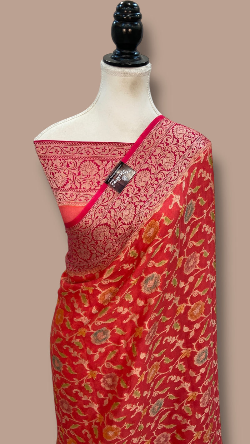 Pure Chiffon Khaddi Banarasi Saree - The Handlooms