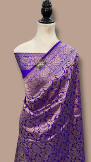 Regal Pure Katan Silk Banarasi Saree – Handwoven Tanchui Brocade with Meenakari Work - The Handlooms