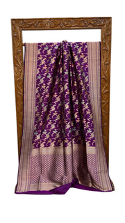 Pure Katan Silk Banarasi Handloom Saree - All over Jaal Work With Meenakari - The Handlooms