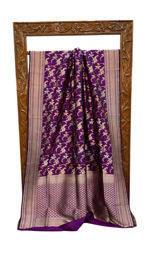Pure Katan Silk Banarasi Handloom Saree - All over Jaal Work With Meenakari - The Handlooms
