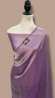 Lilac Pure Kora Handloom Banarasi Saree - Plain - The Handlooms
