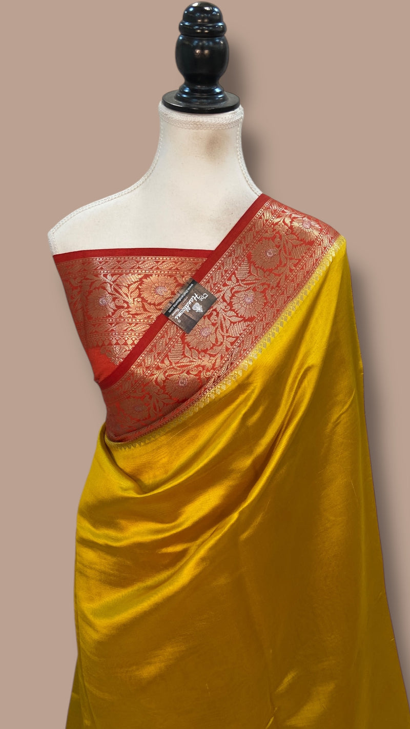 Pure Mango Silk Banarasi Handloom Saree - The Handlooms