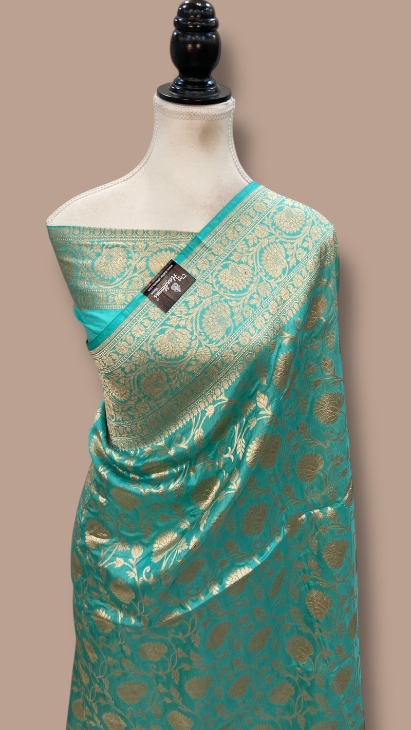 Pure Katan Silk Banarasi Handloom Saree - All Over Jaal Work - The Handlooms