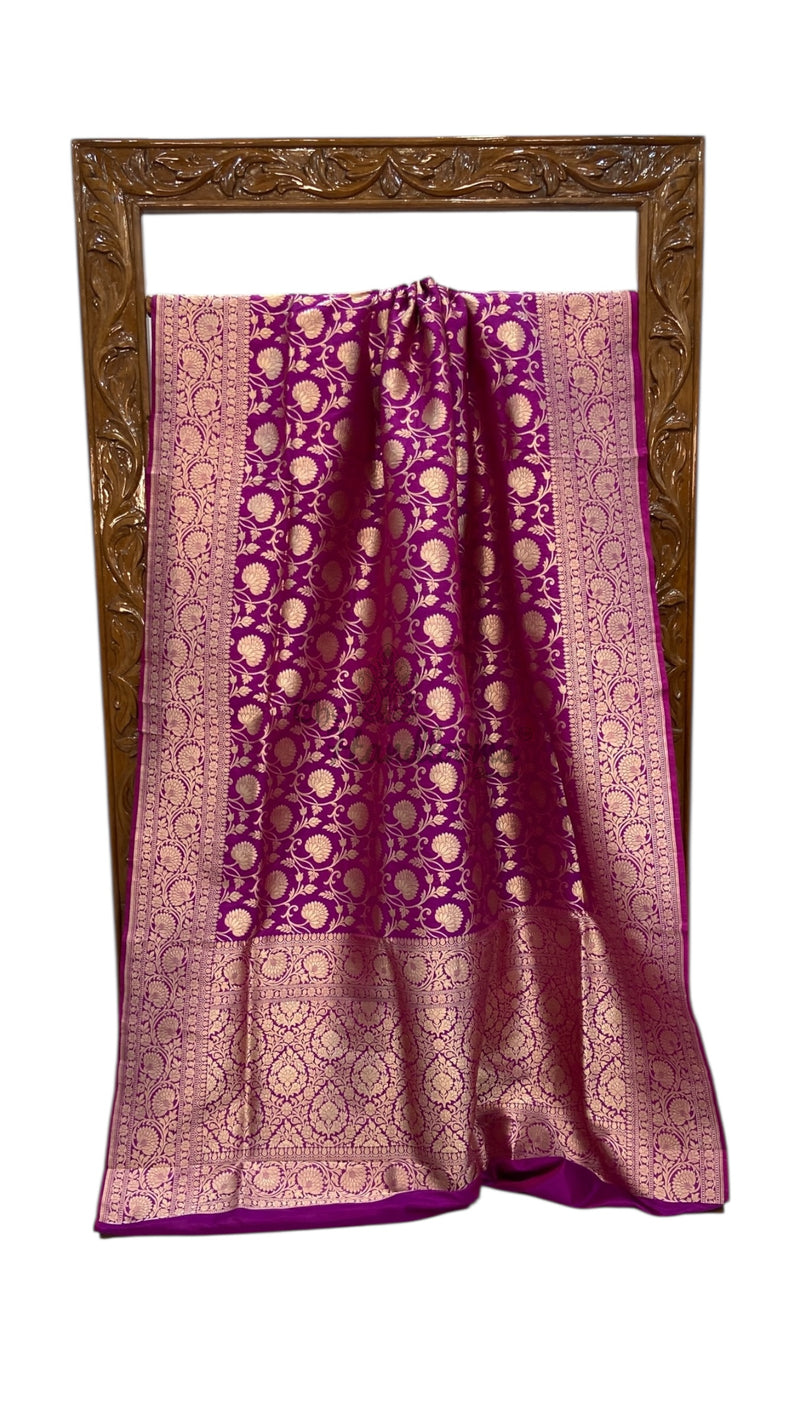 Pure Katan Silk Banarasi Handloom Saree - All Over Jaal Work - The Handlooms