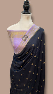 Moonga Georgette Handloom Banarasi Saree - The Handlooms