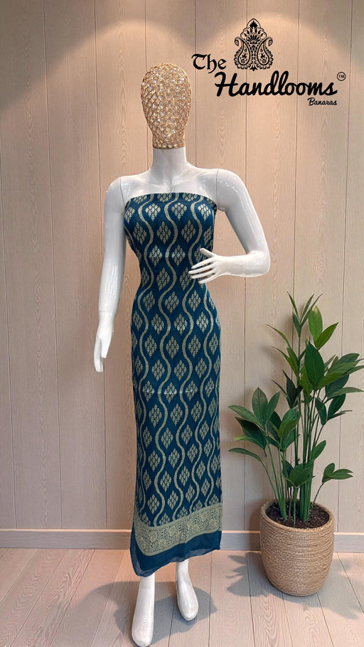 Pure Chiffon Khaddi Banarasi Dress material - The Handlooms