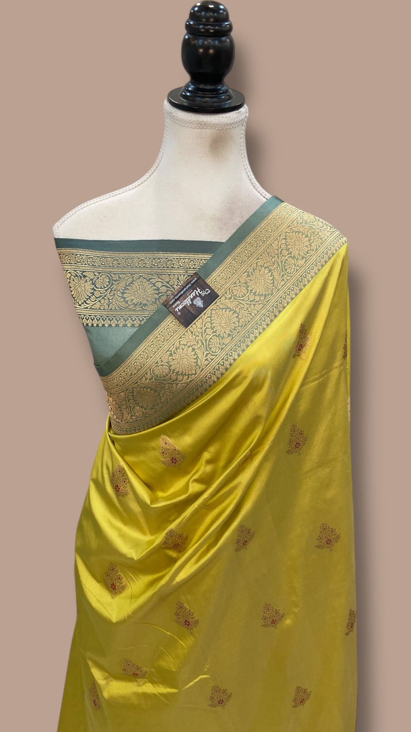 Pure Katan Silk Banarasi Handloom Saree - All Over Kadua Motifs - The Handlooms