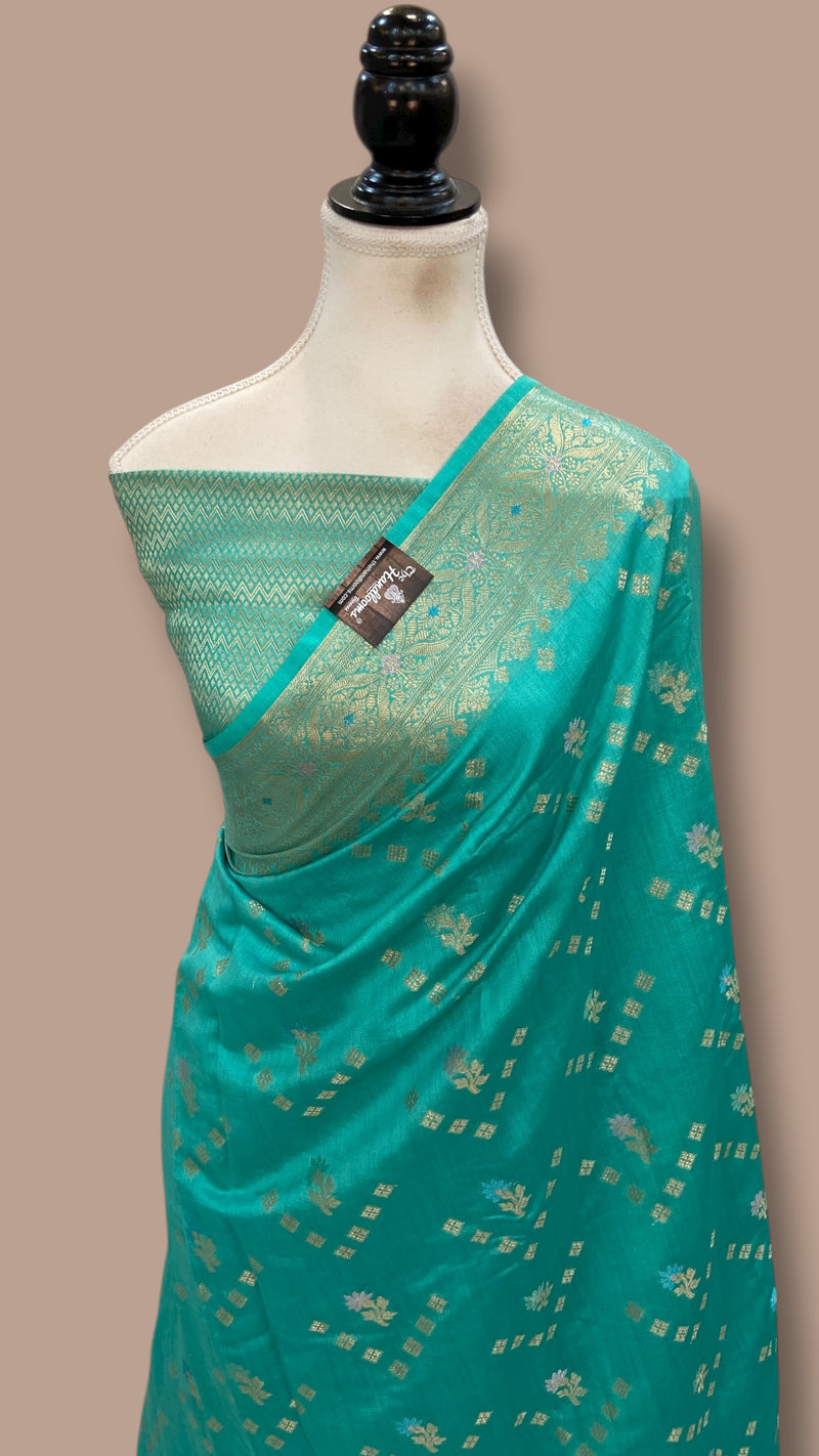 Pure Chiniya Silk Banarasi Saree - Gold Zari - The Handlooms