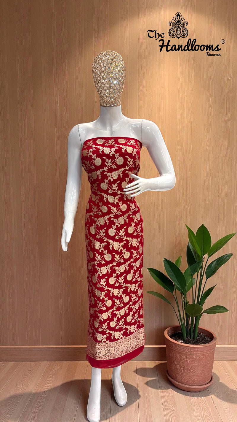 Khaddi Georgette Banarasi Dress material Water Zari - The Handlooms