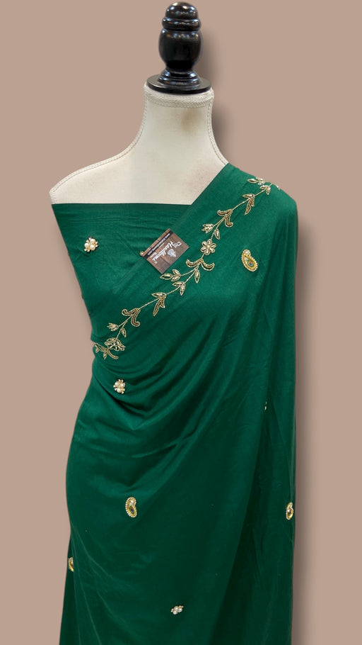 Pure Katan Chiniya Silk Handloom Banarasi Saree with Handwork - The Handlooms