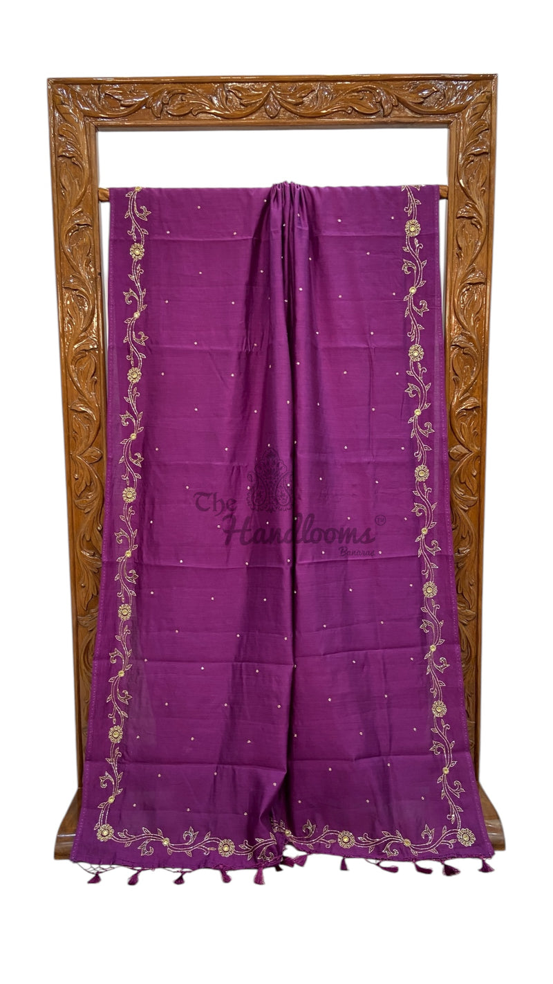 Handwork Rooom Pure Moonga Georgette Handloom Banarasi Saree With Handwork | The Handlooms