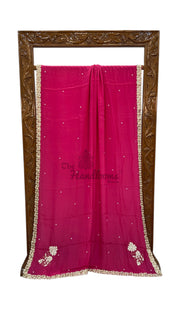 Pure Crepe Silk Handloom Banarasi Saree with Handwork - The Handlooms