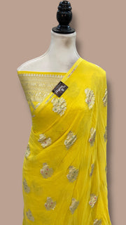 Pure Khaddi Georgette Banarasi Saree -  Water Zari - The Handlooms