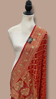 Pure Georgette Banarasi Bandhej Handloom Dupatta With Handwork - The Handlooms
