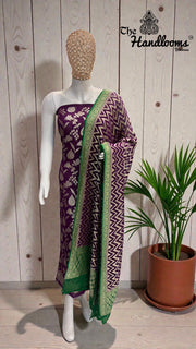 Khaddi Georgette Banarasi Dress Material Water Zari - The Handlooms
