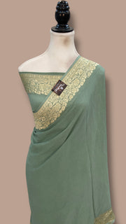 Khaddi Georgette Handloom Banarasi Saree - The Handlooms