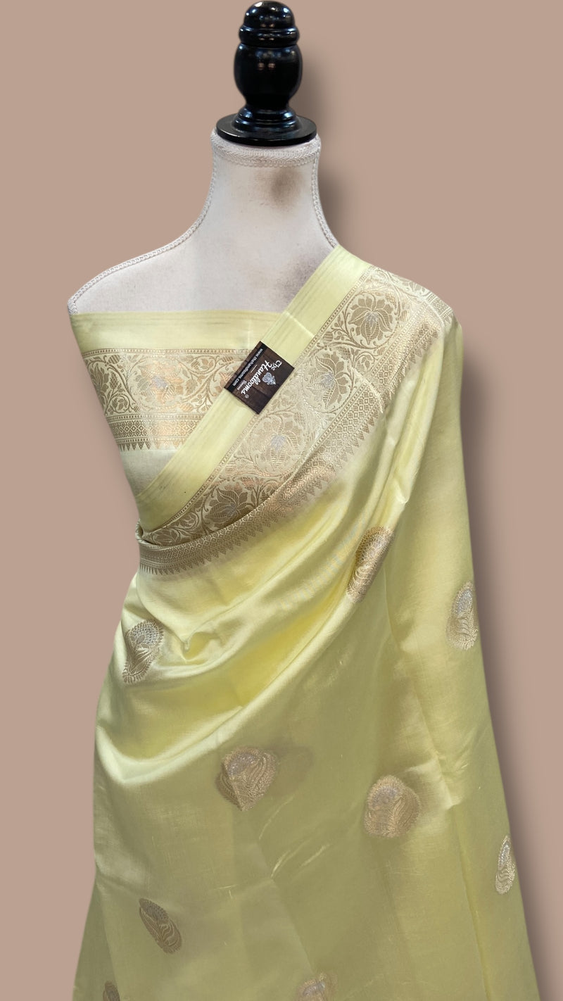 Pure Mango Silk Banarasi Handlokom Saree