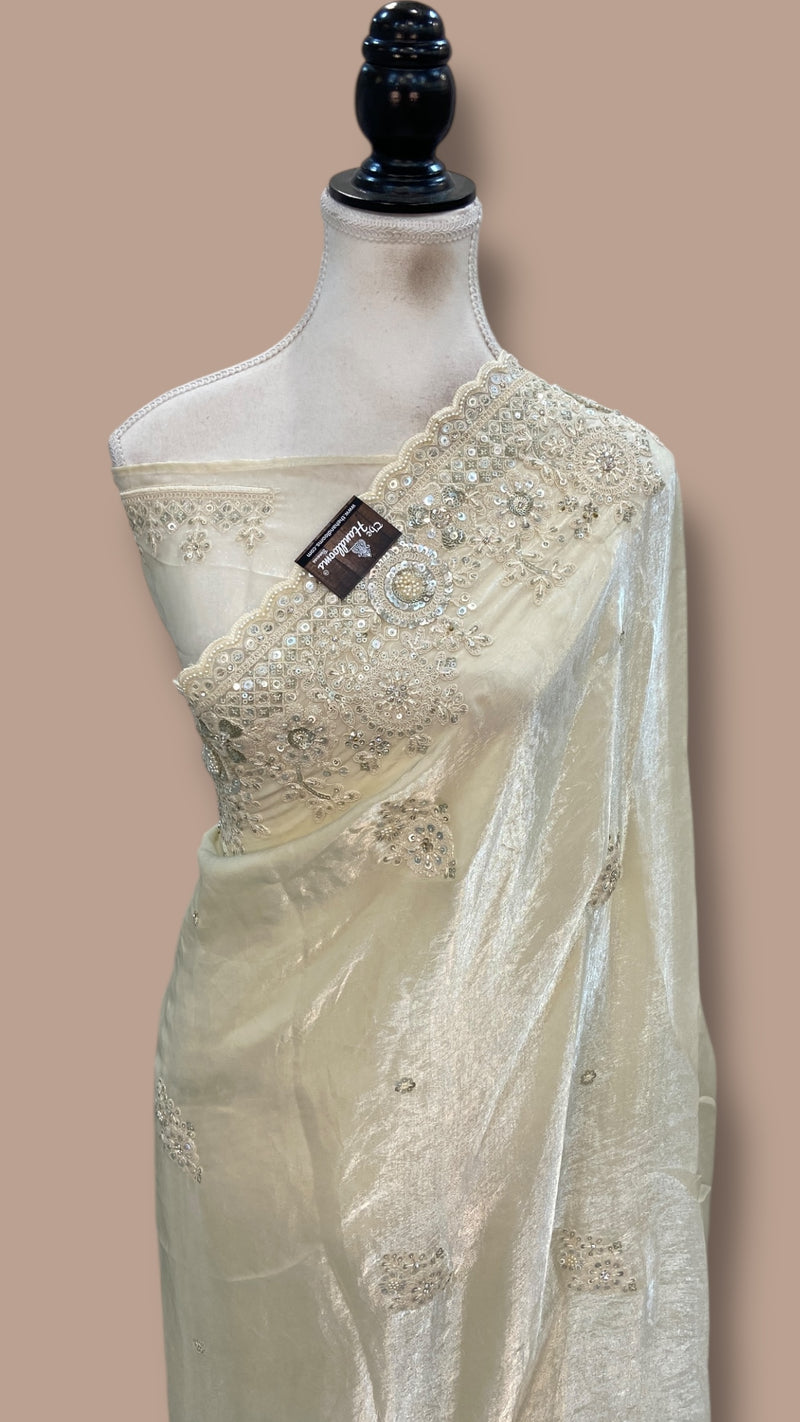 Tissue Silk Banarasi Saree With Handwork