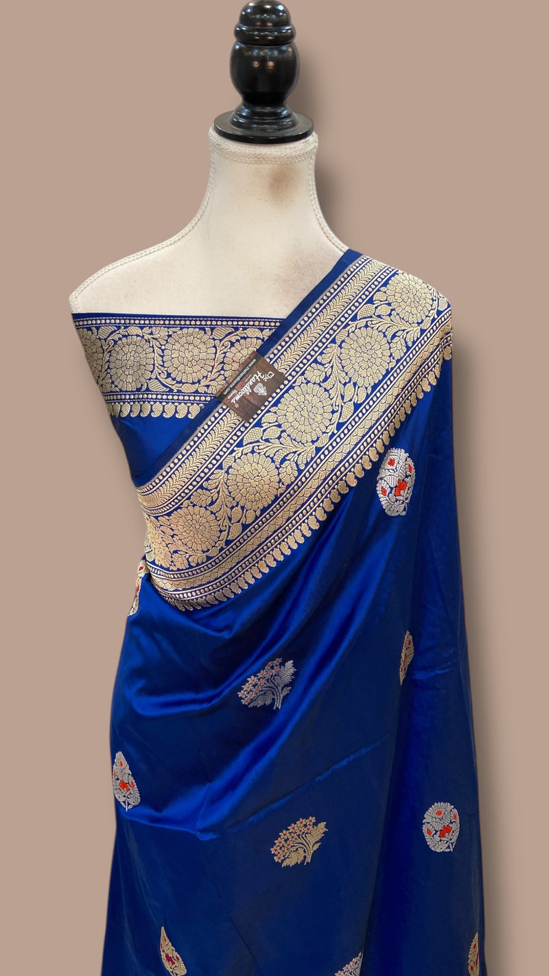 Pure Katan Silk Banarasi Handloom Saree - All Over Kadiyal Boota