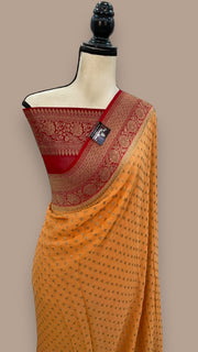 Khaddi Georgette Handloom Banarasi Saree -  Antique zari - The Handlooms