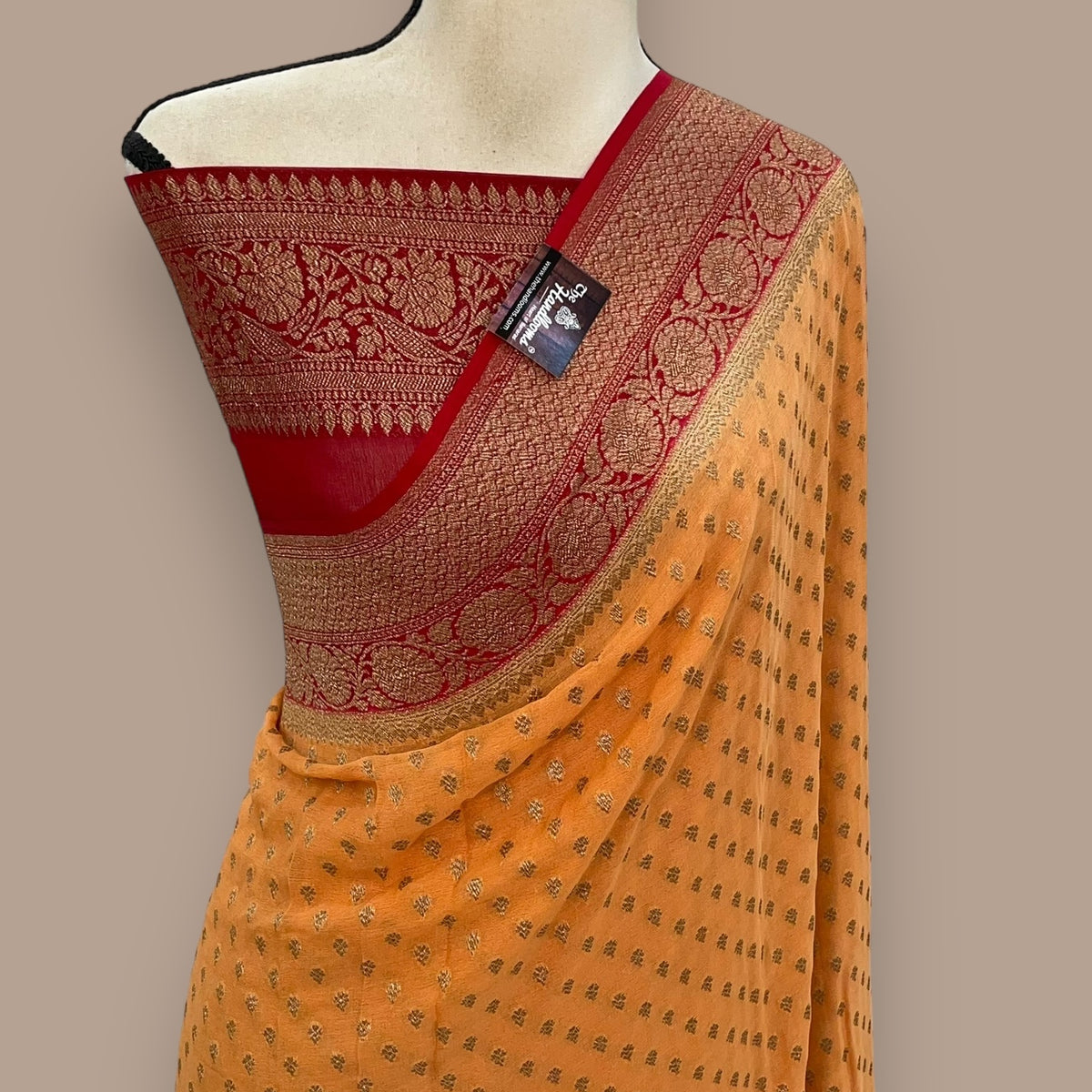 Khaddi Georgette Handloom Banarasi Saree - Antique Zari main image 0
