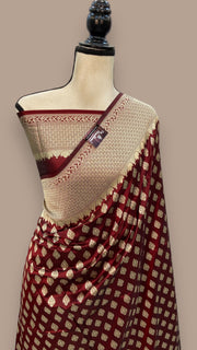 Pure Katan Silk Banarasi Handloom Saree - All Over Jaal Work - The Handlooms