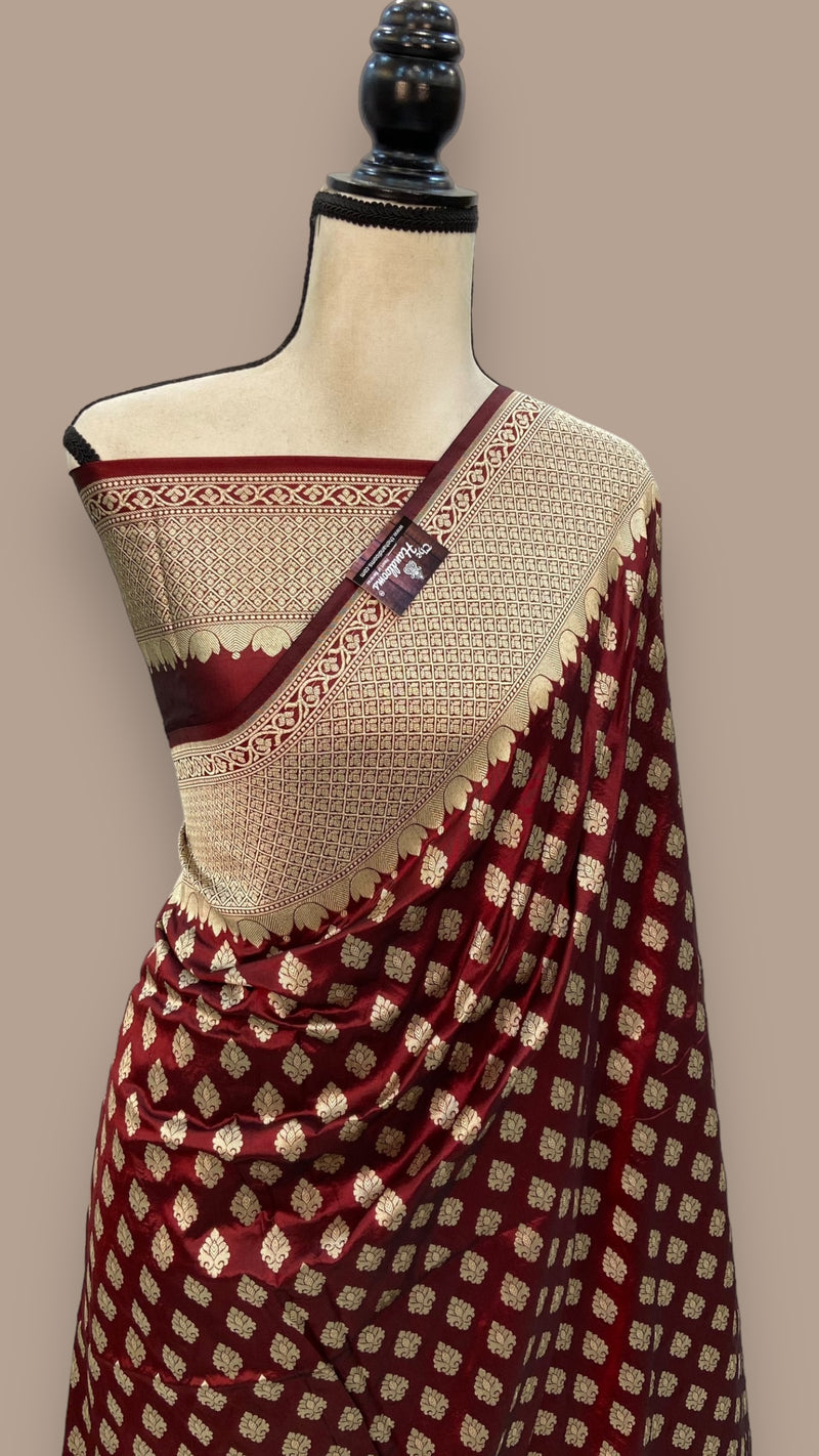 Pure Katan Silk Banarasi Handloom Saree - All Over Jaal Work - The Handlooms
