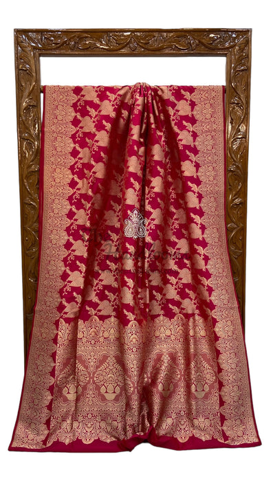 Pure Katan Silk Banarasi Handloom Saree - All Over Jaal Work