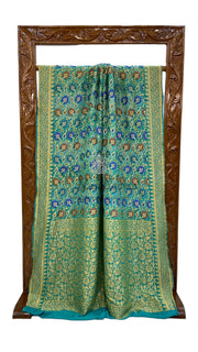 Pure Georgette Banarasi Bandhej Handloom Saree - with meenakari work - The Handlooms