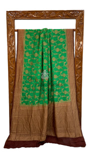 Khaddi Crepe Georgette Banarasi Saree -  Antique zari - The Handlooms