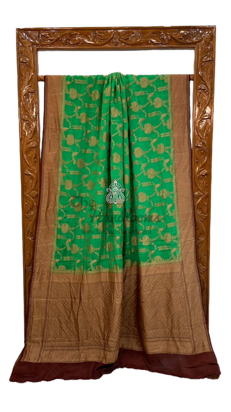 Khaddi Crepe Georgette Banarasi Saree -  Antique zari - The Handlooms