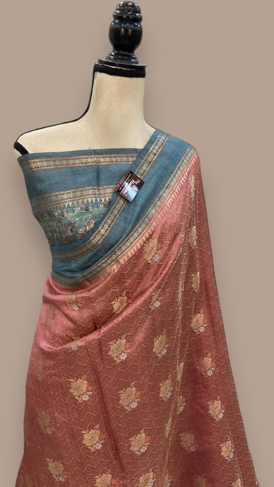 Pure Mango Silk Banarasi Handloom Reshmi Zari Saree With Digital Print