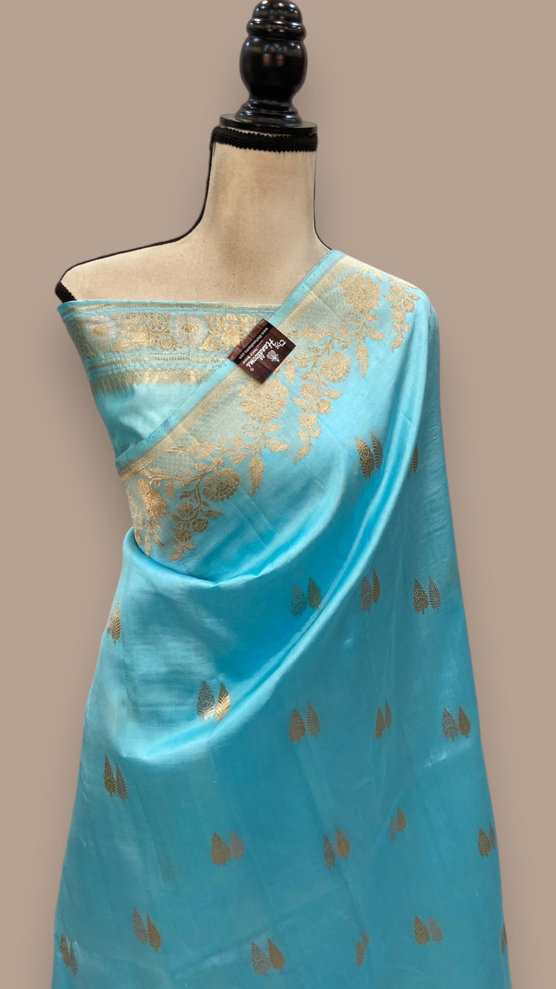 Pure Katan Silk Banarasi Handloom Saree - All over Kadua motifs - The Handlooms
