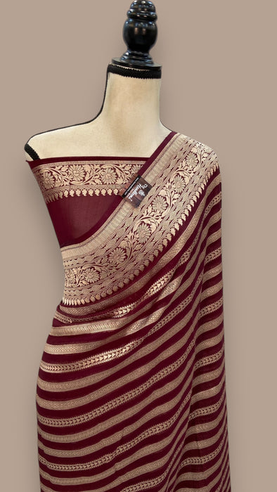 Brown Khaddi Georgette Handloom Banarasi Saree