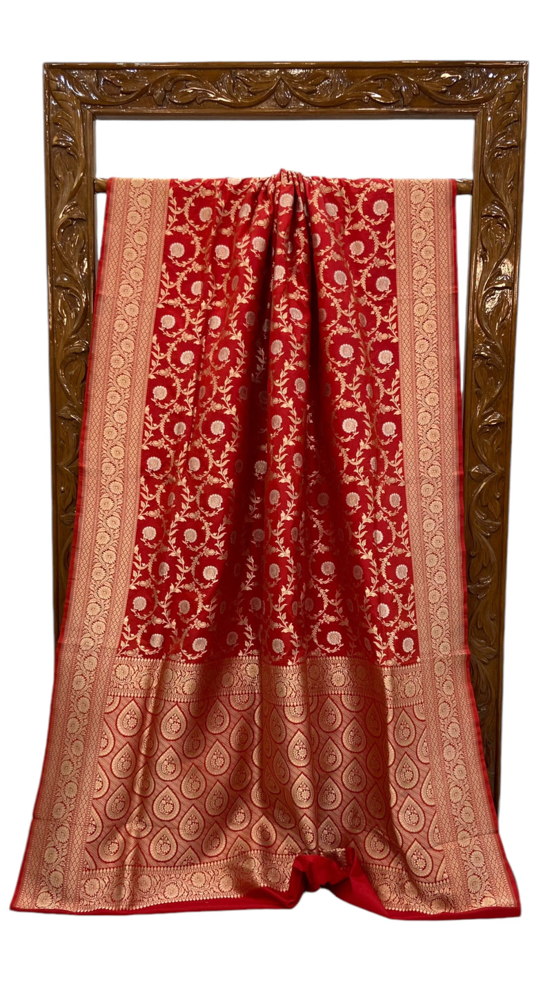 Pure Katan Silk Banarasi Handloom Saree - All over sona roopa Jaal work - The Handlooms